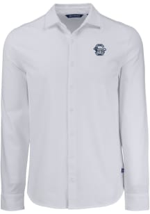 Cutter and Buck Penn State Nittany Lions Mens White Vault Advantage Soft Pique Long Sleeve Dress S..