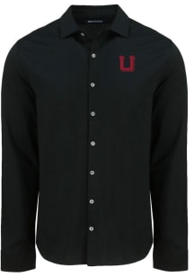 Cutter and Buck Utah Utes Mens Black Vault Advantage Soft Pique Long Sleeve Dress Shirt