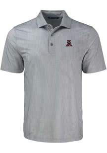 Cutter and Buck Alabama Crimson Tide Mens Grey Vault Pike Shadow Check Short Sleeve Polo
