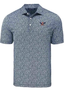 Cutter and Buck Auburn Tigers Mens Navy Blue Vault Pike Flora Short Sleeve Polo