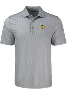 Cutter and Buck Baylor Bears Mens Grey Vault Pike Shadow Check Short Sleeve Polo