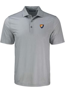 Cutter and Buck Illinois Fighting Illini Mens Grey Vault Pike Shadow Check Short Sleeve Polo