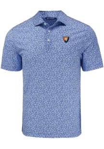 Cutter and Buck Illinois Fighting Illini Mens Blue Vault Pike Flora Short Sleeve Polo
