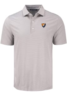 Cutter and Buck Illinois Fighting Illini Mens Grey Vault Forge Eco Fine Line Short Sleeve Polo