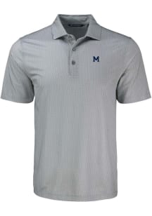 Cutter and Buck Michigan Wolverines Mens Grey Vault Pike Shadow Check Short Sleeve Polo