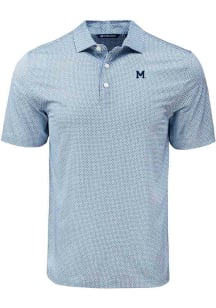 Cutter and Buck Michigan Wolverines Mens Blue Vault Pike Diamond Dot Short Sleeve Polo