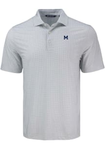 Cutter and Buck Michigan Wolverines Mens Grey Vault Pike Diamond Dot Short Sleeve Polo