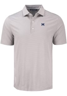 Cutter and Buck Michigan Wolverines Mens Grey Vault Forge Eco Fine Line Short Sleeve Polo