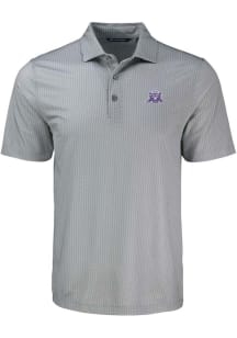 Cutter and Buck Northwestern Wildcats Mens Grey Vault Pike Shadow Check Short Sleeve Polo