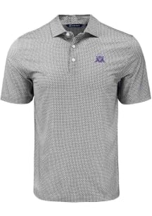 Cutter and Buck Northwestern Wildcats Mens Black Vault Pike Diamond Dot Short Sleeve Polo