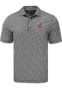 Cutter and Buck UCF Knights Mens Black Vault Pike Flora Short Sleeve Polo