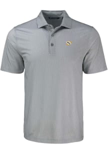 Cutter and Buck West Virginia Mountaineers Mens Grey Vault Pike Shadow Check Short Sleeve Polo