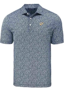 Cutter and Buck West Virginia Mountaineers Mens Navy Blue Vault Pike Flora Short Sleeve Polo