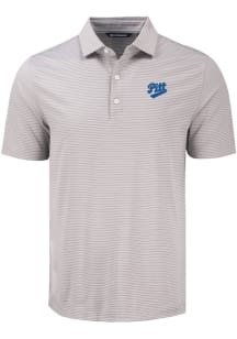 Cutter and Buck Pitt Panthers Mens Grey Vault Forge Eco Fine Line Short Sleeve Polo