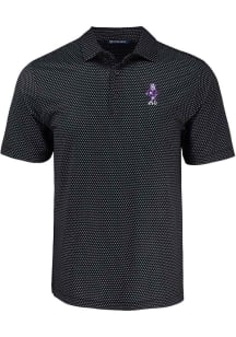 Cutter and Buck K-State Wildcats Mens Black Vintage Pike Shadow Check Short Sleeve Polo