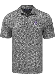 Cutter and Buck K-State Wildcats Mens Black Vintage Pike Flora Short Sleeve Polo