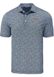 Cutter and Buck UConn Huskies Mens Navy Blue Wordmark Pike Flora Short Sleeve Polo