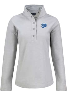 Cutter and Buck Pitt Panthers Womens Grey Vault Hunts Point Qtr Zip