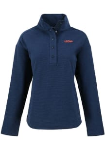 Cutter and Buck UConn Huskies Womens Navy Blue Wordmark Hunts Point Qtr Zip