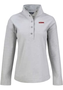 Cutter and Buck UConn Huskies Womens Grey Wordmark Hunts Point Qtr Zip