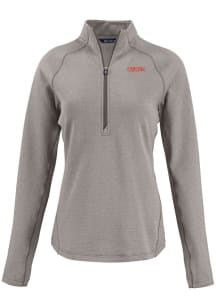 Cutter and Buck UConn Huskies Womens Grey Wordmark Pehastin Qtr Zip