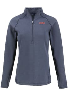 Cutter and Buck UConn Huskies Womens Navy Blue Wordmark Pehastin Qtr Zip