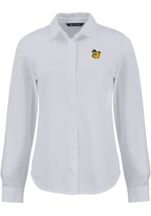 Cutter and Buck Baylor Bears Womens Vault Advantage Soft Pique Long Sleeve White Dress Shirt