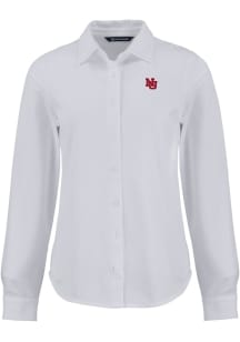 Cutter and Buck Nebraska Cornhuskers Womens Vault Advantage Soft Pique Long Sleeve White Dress Shi..