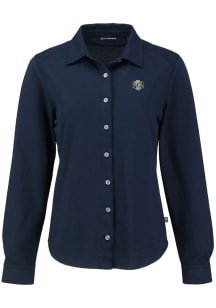 Cutter and Buck North Carolina Tar Heels Womens Vault Advantage Soft Pique Long Sleeve Navy Blue D..