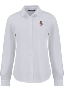 Cutter and Buck Oklahoma State Cowboys Womens Wrestling Pete Advantage Soft Pique Long Sleeve Whit..