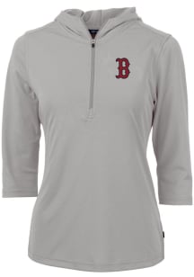 Cutter and Buck Boston Red Sox Womens Grey Virtue Eco Pique Hooded Sweatshirt