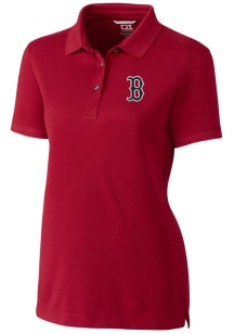 Cutter and Buck Boston Red Sox Womens Cardinal Advantage Pique Short Sleeve Polo Shirt