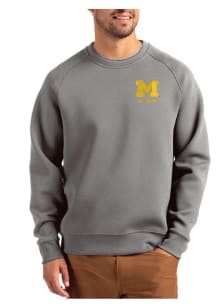 Cutter and Buck Michigan Wolverines Mens Graphite Alumni Roam Long Sleeve Crew Sweatshirt