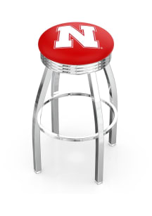 Nebraska Cornhuskers 3 Ring Chrome Seat Pub Stool - Silver