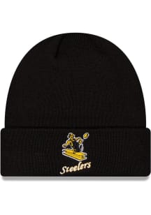 New Era Pittsburgh Steelers Black Retro Cuff Mens Knit Hat