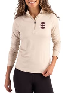 Cutter and Buck Southern Illinois Salukis Womens Oatmeal Vault Coastline Qtr Zip
