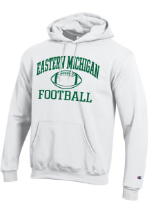 Champion Eastern Michigan Eagles Mens White Football Icon Powerblend Long Sleeve Hoodie