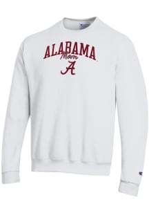 Champion Alabama Crimson Tide Mens White Mom Script Powerblend Long Sleeve Crew Sweatshirt