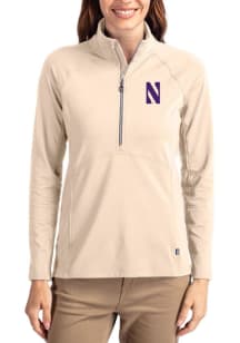Cutter and Buck Northwestern Wildcats Womens Oatmeal Adapt Eco Qtr Zip Pullover