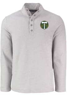 Cutter and Buck Portland Timbers Mens Grey Hunts Point Long Sleeve Qtr Zip Pullover