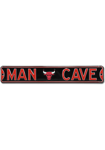 Chicago Bulls 6x36 Man Cave Street Sign - Black