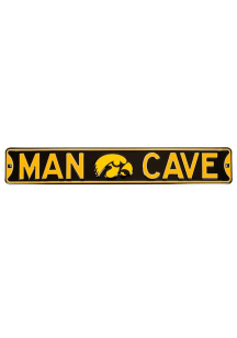 Iowa Hawkeyes 6x36 Man Cave Street Sign - Black