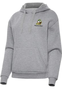 Antigua Oregon Ducks Womens Grey Heather Track and Field Victory Hooded Sweatshirt