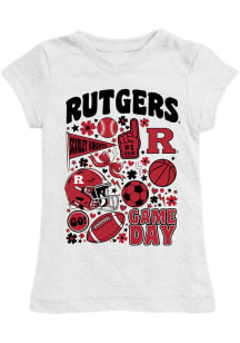 Vive La Fete Rutgers Scarlet Knights Toddler Girls White Lexie Short Sleeve T-Shirt