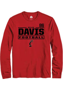Kellen Davis Cincinnati Bearcats Red Football NIL Stacked Box Long Sleeve Player T Shirt