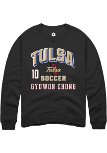 Gyuwon Chong Tulsa Golden Hurricane Mens Black NIL Arch Logo Player Crew