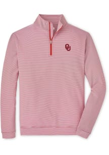 Peter Millar Oklahoma Sooners Mens Crimson Perth Sugar Stripe Long Sleeve Qtr Zip Pullover