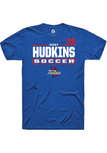 Avery Hudkins Tulsa Golden Hurricane Blue NIL Stacked Box Short Sleeve Player T Shirt