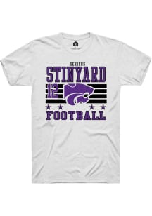 Serious Stinyard K-State Wildcats White Football NIL Striped Short Sleeve Player T Shirt