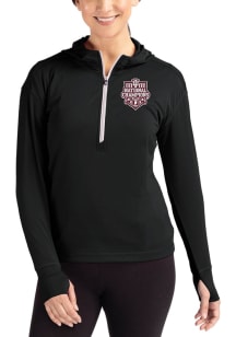 Cutter and Buck Indiana Hoosiers Womens Black 2025 CFP National Champions Daybreak Hood Qtr Zip